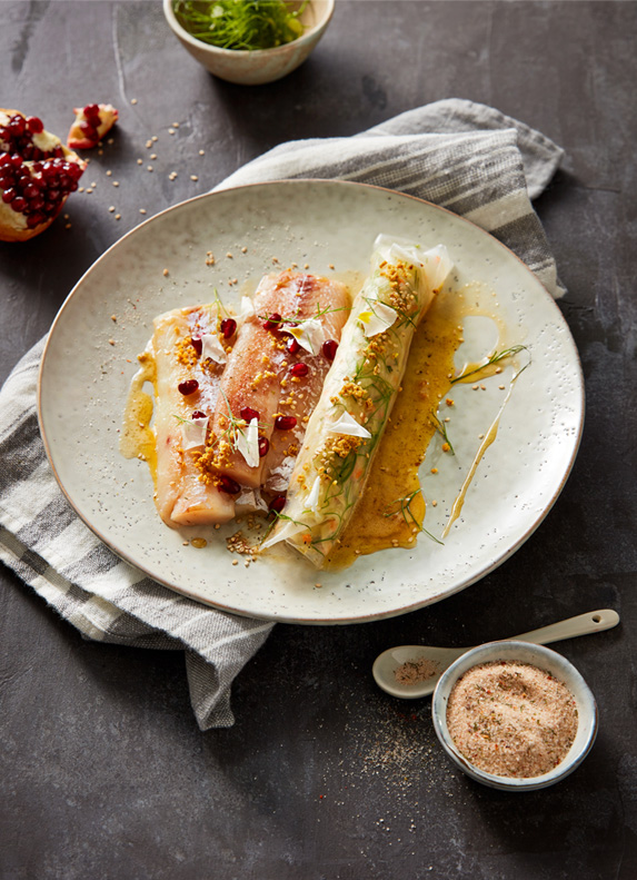 Alaska Seelachsfilet // Fenchel Salat // Granatapfel 