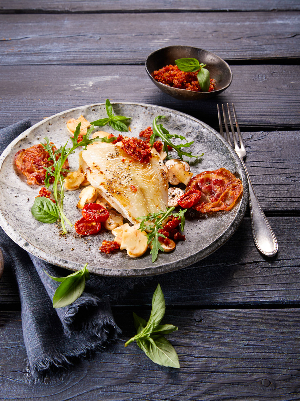 Gebackene Alaska Scholle mit Pancetta
